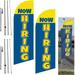 Now Hiring Two Pack Of 8Ft Advertising Feather Banner Swooper Flag Signs With Flag Pole Kits And Ground Stakes For Businesses 2Pack (Blue Yellow)