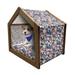 Mid Century Pet House Mosaic of Various Shapes and Colors Modern Style Complex and Grid Outdoor & Indoor Portable Dog Kennel with Pillow and Cover 5 Sizes Multicolor by Ambesonne