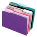 1 PK Pendaflex Interior File Folders 1/3-Cut Tabs: Assorted Letter Size Assorted Colors: Aqua/Black/Gray/Pink/Violet 100/Box (421013ASST2)