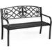 50Inch Patio Garden Bench Heavy-Duty Metal Park Bench Powder Coated Cast Iron Steel Frame Outdoor Loveseat With Pattern Backrest For Garden Backyard Lawn Porch