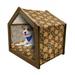 Lion Pet House Little Funny Zoo Animals with Sleepy Faces and Paws Cartoon Design Outdoor & Indoor Portable Dog Kennel with Pillow and Cover 5 Sizes Brown Yellow and Orange by Ambesonne