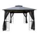 10x10 Gazebo Tent Outdoor Gazebo Canopy with Ventilated Double Roof and 4 Sides Detachable Mesh Patio Tent for Backyard Deck Lawns Gray Top