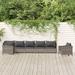7 Piece Patio Set with Cushions Gray Poly Rattan