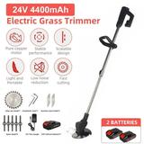 KingFurt Portable Electric Grass Trimmer 24V Power Grass Trimmer Lawn Edger with 2 Battery Weed Eater Tool for Garden and Yard