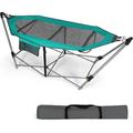 Hammock With Stand Included Camping Hammock With Carrying Bag & Storage Pocket Portable Heavy Duty Self Standing Hammock Indoor/Outdoor Hammock Chair For Patio Beach Yard Garden (Turquoise)