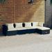 5 Piece Patio Set with Cushions Poly Rattan Black