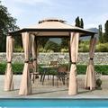 Outdoor Gazebo 11.8 Ft. W X 11.8 Ft. D Patio Outdoor Gazebo Double Roof Soft Canopy Garden Backyard Gazebo with Mosquito Netting Suitable for Lawn Garden Backyard and Deck