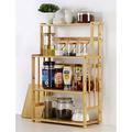 Bamboo Spice Rack Storage Shelves-XL 4 tier Standing pantry Shelf for kitchen counter storage Bathroom Countertop Storage Organizer Desk Bookshelf with Adjustable Shelf Cabinet