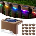 Solar Deck Lights Outdoor 8 Pack Solar Step Lights LED Waterproof Patio Decor Solar Lights for Railing Stairs Fence Post Yard and Driveway (Brown Colorful Light)