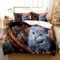 3pcs animal cat 3D printing quilt cover European and American 3D animal print quilt cover three-piece peacock cat dog tiger lion galloping horse