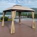 10 x 10ft Outdoor Patio Garden Gazebo Pergola with Wrapping Fabric (Khaki)