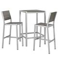 Afuera Living 3 Piece Patio Pub Set in Silver and Gray Finish