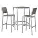 Afuera Living 3 Piece Patio Pub Set in Silver and Gray Finish