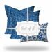 HomeRoots 20 x 20 x 12 in. Blue & White Zippered Coastal Throw Indoor & Outdoor Pillow - Set of 3