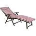 Cozy Aluminum Beach Yard Pool Folding Reclining 7 Adjustable Chaise Lounge Chair With Drink Holder (Beige With Red Cushion)