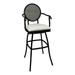 Outdoor Patio Swivel Extra Tall 34 Bar Stool -Adelle- Valley Linen- black frame