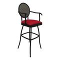 Outdoor Patio Swivel Extra Tall 34 Bar Stool - Adelle - Red fabric - black