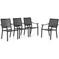 Heavy Duty Outdoor Dining Chairs Set Of 4 Black Metal Stackable Chairs For Outside Patio Wrought Iron Chairs Conversation Set Patio Furniture Bistro Chairs For Garden Backyard Lawn(4 Pieces)