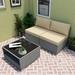 EAGLE PEAK 3 Piece Outdoor Armless Wicker Sofa Set with Removable Cushions and Coffee Table Light Blue