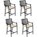 Set Of 4 Patio Bar Chairs Outdoor High Chairs With Cushion Metal Bistro Stool All Weather Patio Dining Chairs Garden Backyard Porch Lawn Poolside