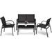 HElectQRIN 4 Pieces Patio Furniture Outdoor Garden Patio Table Set Poolside Lawn Chairs with Glass Coffee Table