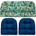 Indoor Outdoor 3 Piece Tufted Wicker Cushion Set (Standard Vida Opal Blue Pineapple Royal Blue)