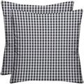 Indoor Outdoor Grey Brown Tan Prints - 2 Square Pillows Weather Resistant - Choose Color Size (Dawson Pewter Grey Plaid Farmhouse Check 17 X17 )