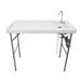 Tcbosik Outdoor Folding Fish Table Picnic Table with Faucet White