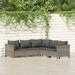 5 Piece Patio Set with Cushions Gray Poly Rattan