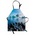 Ice Berg Apron Arctic Environment Floating Glacier Oceanic Outdoor Scene Winter Season Unisex Kitchen Bib with Adjustable Neck for Cooking Gardening Adult Size Azure Blue Multicolor by Ambesonne