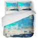 ZHANZZK 3 Piece Bedding Set Beige Modern Turquoise and Blue Abstract Painting Brown Contemporary Canvas White Twin Size Duvet Cover with 2 Pillowcase for Home Bedding Room Decoration