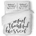 FMSHPON 3 Piece Bedding Set Grateful Thankful Blessed Inspirational Handwritten Text Saying Thanksgiving Day Twin Size Duvet Cover with 2 Pillowcase for Home Bedding Room Decoration