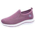 ZIZOCWA Women S Slip On Casual Shoes Non-Slip Comfortable Work Sneakers Solid Color Breathable Mesh Walking Tennis Shoes Lightweight Purple Size39