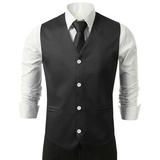 Fule Men Waistcoat Dress Slim Fit Suit Vest Wedding Suit Formal Business Jacket Top