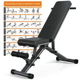 KURONO 90Â° Adjustable Weight Bench Workout bench 800LB Incline Decline Bench for Home Gym Exercise Bench Fitness Equipment Ultra Short Gap 2024 New Version