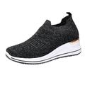 nsendm Women Sports Running Walking Shoes Womens Sneakers Breathable Slip-on Tennis Flats Mesh Comfort Fitness for Gym Outdoor Work Travel Women s Fashion Sneakers Slip On Black 37