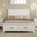 Queen Size Rustic Farmhouse Style Storage Panel Bed with Two Drawers