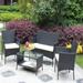 Outdoor Patio Conversation Cushion Chair Set Rattan Wicker Furniture Set with Loveseats Coffee Table, 4-Piece