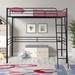 Twin Size Loft Bed Metal High Loft Bed with Ladder and Full Length Guardrail for Living Room Bedroom,Black