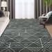 Hasoo Moroccan Area Rug 8x10 Rug for Living Room Vintage Rug Soft Plush Floor Cover for Bedroom Retro Geometric Throw Carpet Indoor Non-Slip Dark Gray