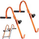 Ladder Roof Hooks 2 Packs Heavy-Duty Alloy Steel Roof Step Ladder Hooks Auxiliary Ladder Hooks for Safe Rooftop Access with Wheels & Rubber Grip T-bars