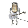 Vintage Microphone Robot Desk Lamp Metal Microphone Robot Lamp with Mini Guitar Robot Touch Dimmer Lamp Vintage Light Home Decor Nightstand Desk Lamp for Bedroom Bar Restaurant