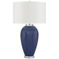 Pacific Coast 91R76 Colbie Table Lamp - Poly Blue Ribbed W/ Glass Accents - 91R76