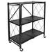 3-Tier Storey Heavy Duty Foldable Metal Rack Storage Shelving Unit with Easy Moving Organizer Shelving Suitable for Garage Kitchen Black