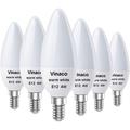 Vinaco E12 LED Bulb 6PCS E12 Candelabra Bulb 4W Daylight White 3000K Long Lifespan E12 Candelabra Base Bulb for Ceiling Fan Light Bulb