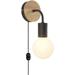 Dosaele No Drilling Seamless Hook Wall Sconces 1-Light Minimalist Wooden Base Wall Lights Vintage Loft Style Wall Lamp with UL Dimmer Cord Bulbs Not Included Black