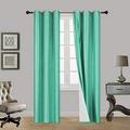 2 Piece Faux Silk Window Blackout Curtain Solid Pattern With Bronze Antique Grommet Energy Efficient Adam Size 63 84 95 And 108 Long (84 Standar Mint Green)