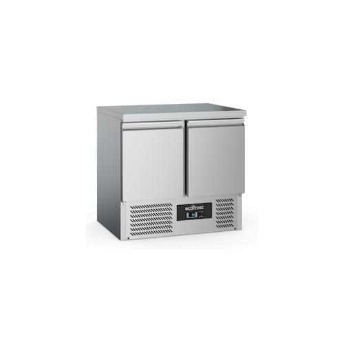 Kühltisch POLARFOX | 2x Tür | 240 Ltr, HxBxT 87,6x90x70cm | +2/+8°C | Edelstahl + CHEFGASTRO Geschirrtuch