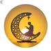 Eid Crafts Night Light Ramadan Light Handmade 3D Wooden Moon Shape LED Light Decoration Ramadan Mubarak Lamp Home Party Bedroom Eid Ornaments for Muslims Ramadan Islamic Table Decor