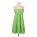 J.Crew Cocktail Dress - Party Strapless Sleeveless: Green Solid Dresses - Women's Size 8